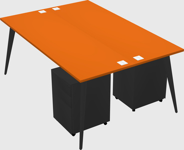 Shared rectangular office desk system