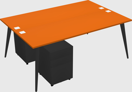 Shared rectangular office desk system