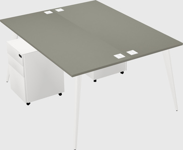 Shared rectangular office desk system