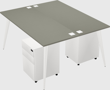 Shared rectangular office desk system