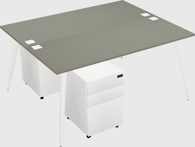 Shared rectangular office desk system
