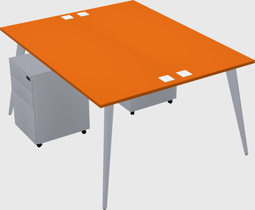 Shared rectangular office desk system