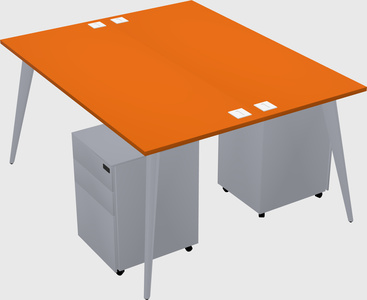Shared rectangular office desk system
