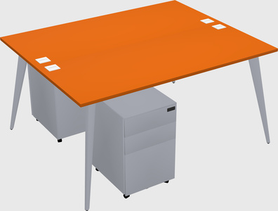 Shared rectangular office desk system