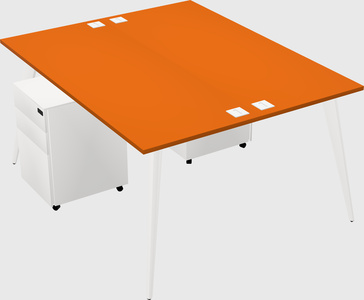 Shared rectangular office desk system