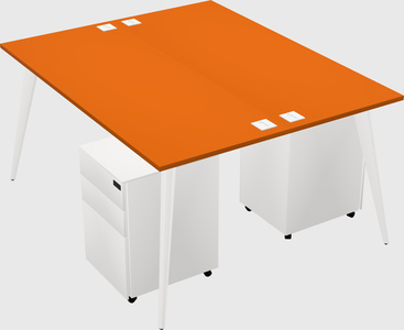 Shared rectangular office desk system
