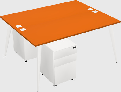 Shared rectangular office desk system
