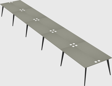 Shared rectangular office desk system