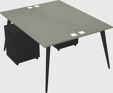 Shared rectangular office desk system