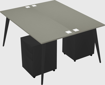 Shared rectangular office desk system