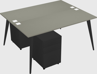 Shared rectangular office desk system