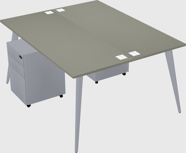 Shared rectangular office desk system
