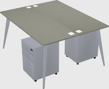 Shared rectangular office desk system