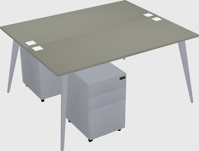 Shared rectangular office desk system