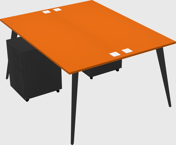 Shared rectangular office desk system