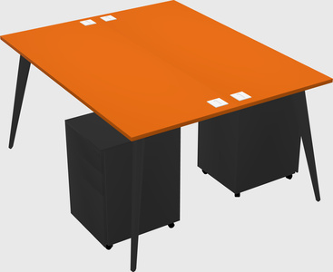 Shared rectangular office desk system