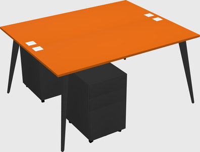 Shared rectangular office desk system