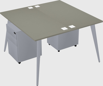 Shared rectangular office desk system