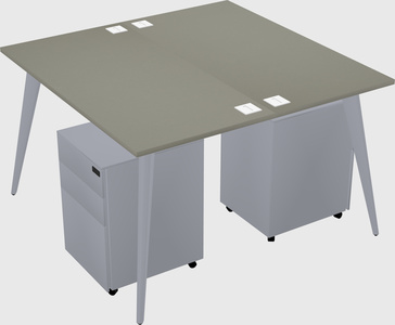 Shared rectangular office desk system