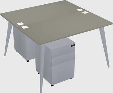 Shared rectangular office desk system
