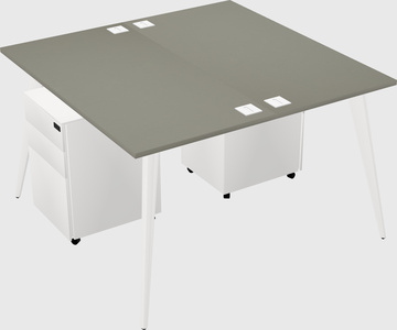 Shared rectangular office desk system