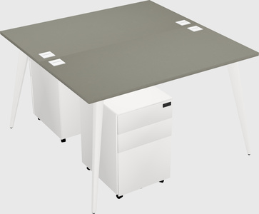 Shared rectangular office desk system