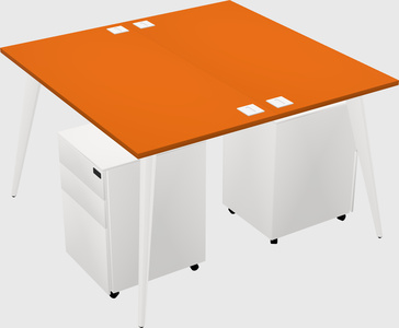 Shared rectangular office desk system