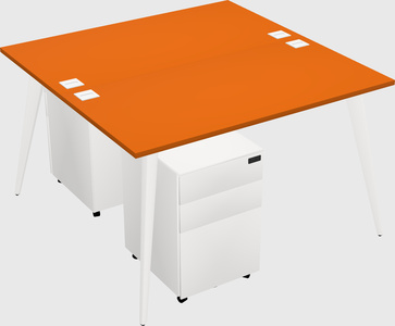 Shared rectangular office desk system