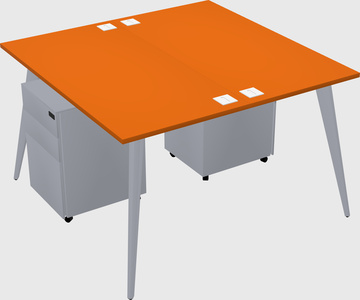 Shared rectangular office desk system