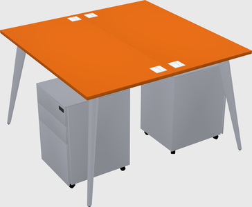 Shared rectangular office desk system