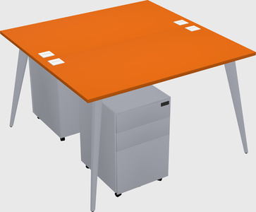 Shared rectangular office desk system
