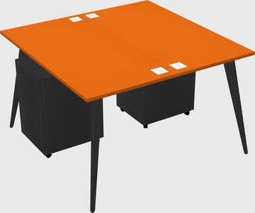 Shared rectangular office desk system