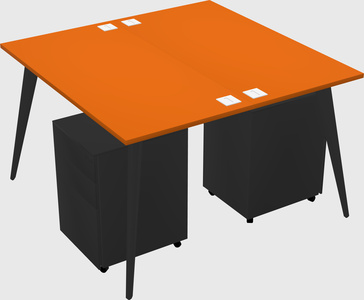 Shared rectangular office desk system