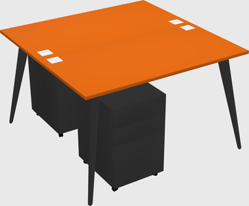 Shared rectangular office desk system