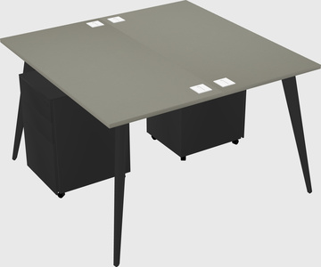 Shared rectangular office desk system