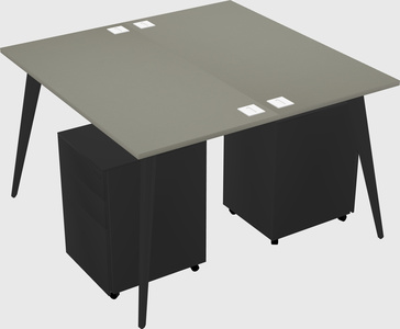 Shared rectangular office desk system