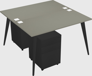 Shared rectangular office desk system