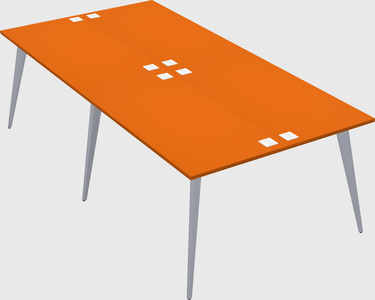 Shared rectangular office desk system