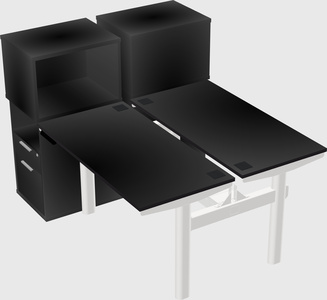 Shared electric desk + cabinet