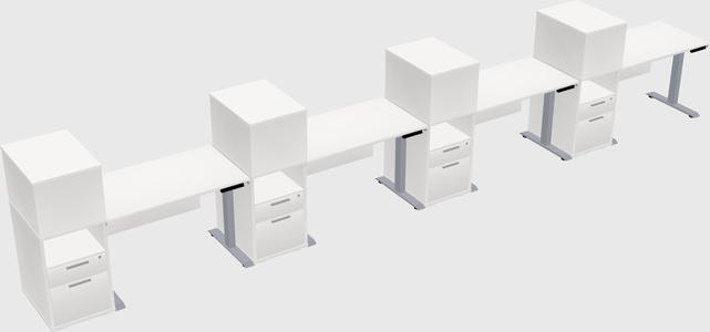 Single motor electric desk w/cabinet