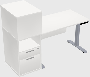 Single motor electric desk w/cabinet