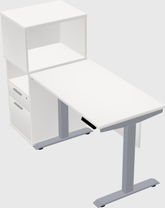 Single motor electric desk w/cabinet