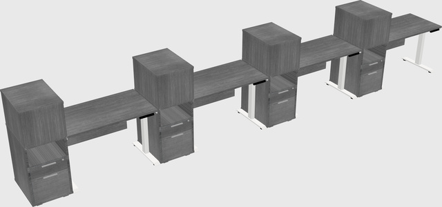 Single Motor Electric Desk W/cabinet