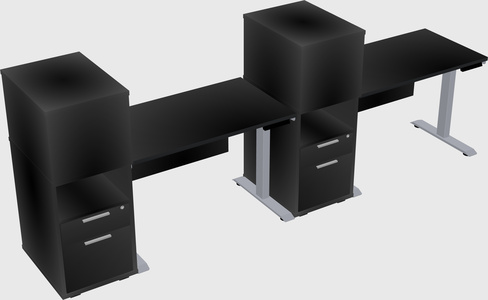 Single motor electric desk w/cabinet