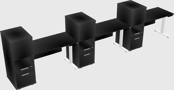 Single Motor Electric Desk W/cabinet