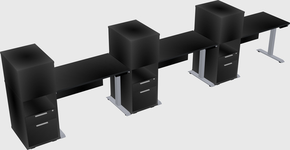 Single motor electric desk w/cabinet