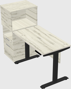 Single motor electric desk w/cabinet