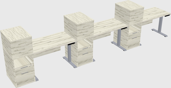 Single Motor Electric Desk W/cabinet