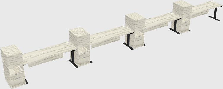 Single motor electric desk w/cabinet