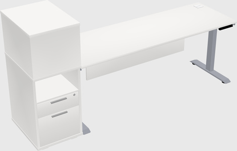 Single motor electric desk w/cabinet
